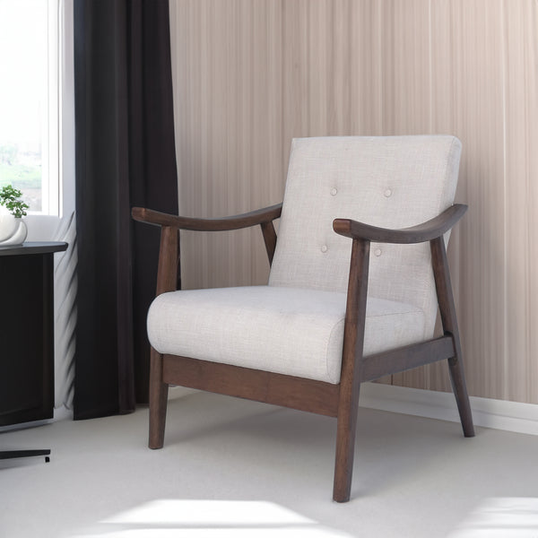 Beige 1-Seater Mid-Century Accent Chair Sofa