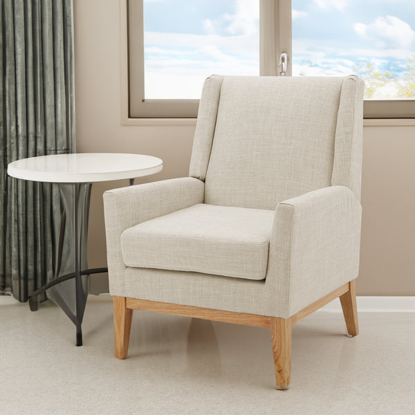 Beige Mid-Century KD Accent Chair