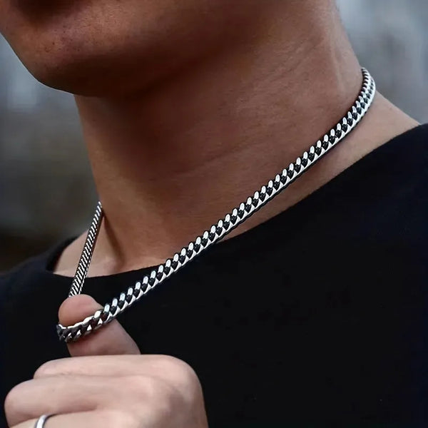 Titanium Steel Cuban Chain Necklace – Men's Hip-Hop Fashion