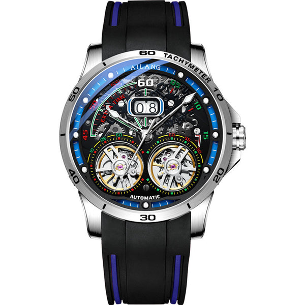 Double Flywheel Automatic Mechanical Watch – Hollow Dial Men's Watch