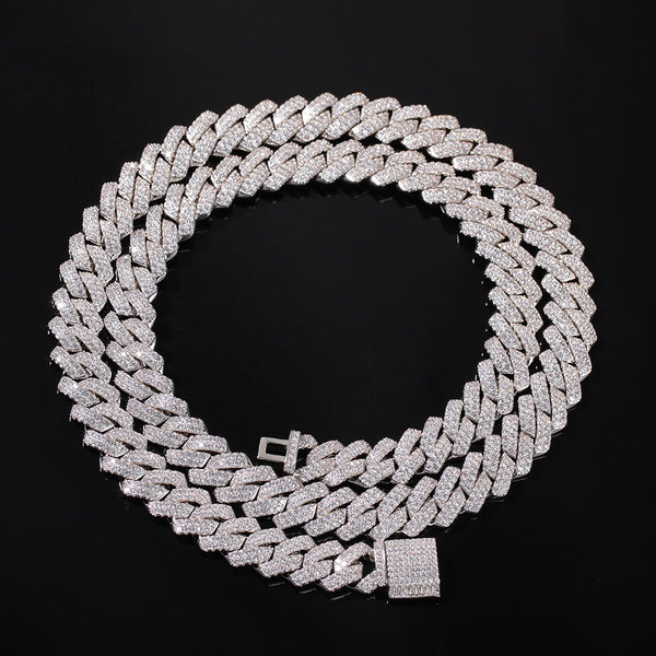 13mm Micro Pave Prong Cuban Chain Necklace