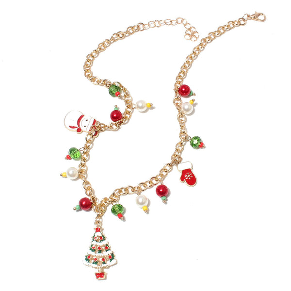 Holiday Necklace Colorful Pearl Christmas Necklace Ornaments