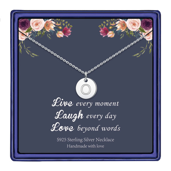 Sterling Silver Disc Initial Necklace