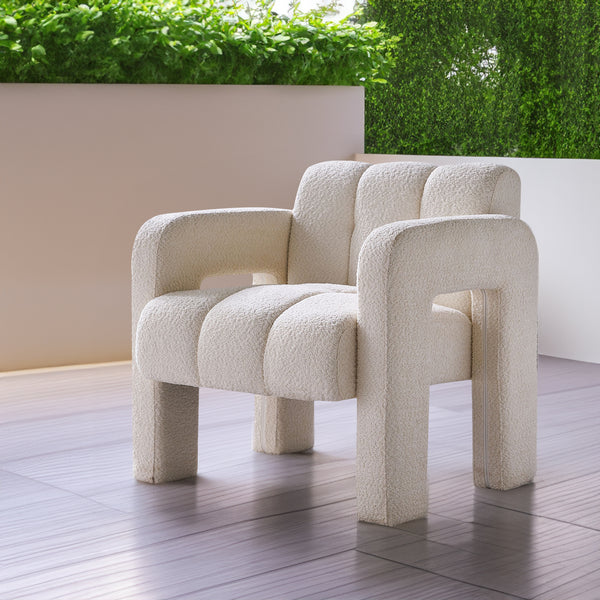 Beige Boucle Upholstered Accent Chair 31"
