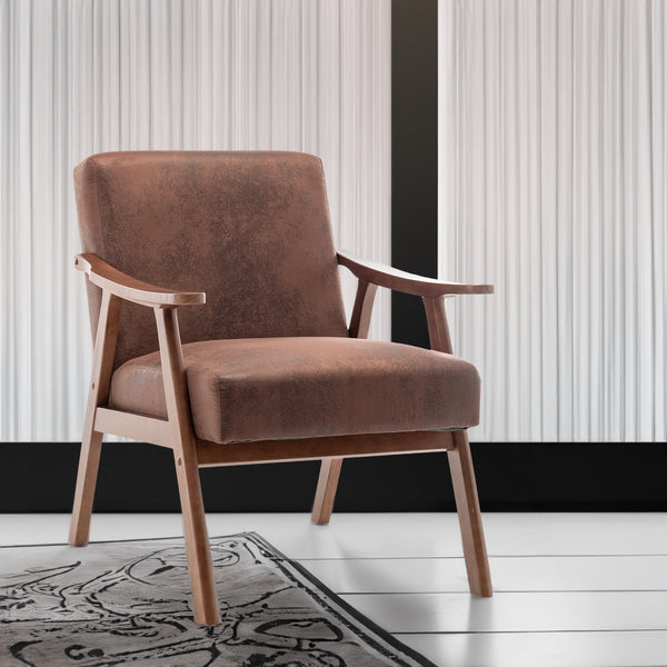 Mid-Century Modern Wood Frame Accent Chair