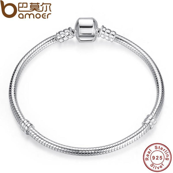 BAMOER 925 Sterling Silver Snake Chain Bangle & Bracelet – 17-20CM – Timeless Luxury Jewelry