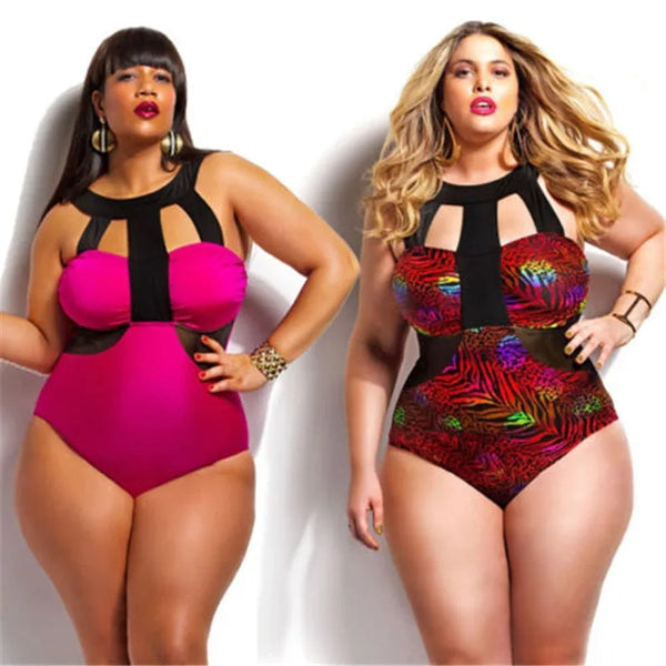 High Waist Plus Size Floral One Piece Swimwear