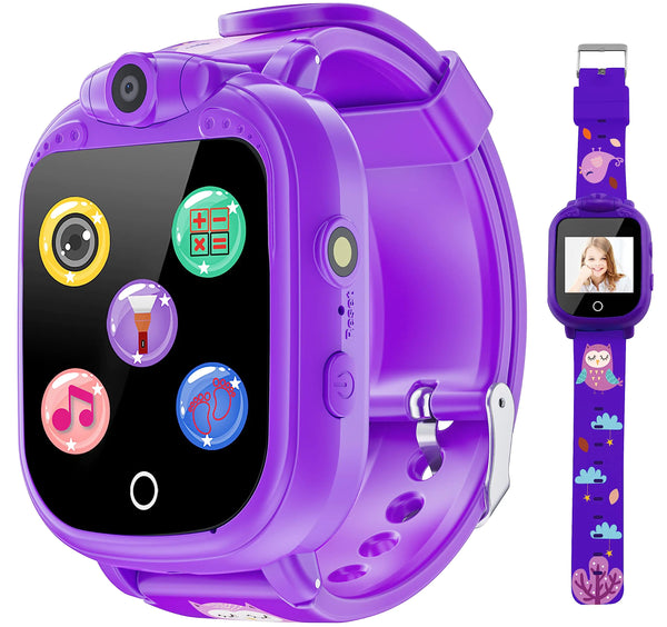 PROGRACE Kids Smart Watch with Rotatable Camera & Games (Girls Gift)