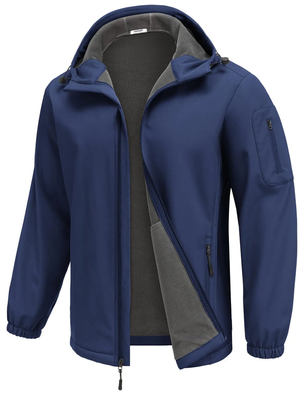 COOFANDY Men's Hooded Softshell Fleece-Lined Windproof Jacket