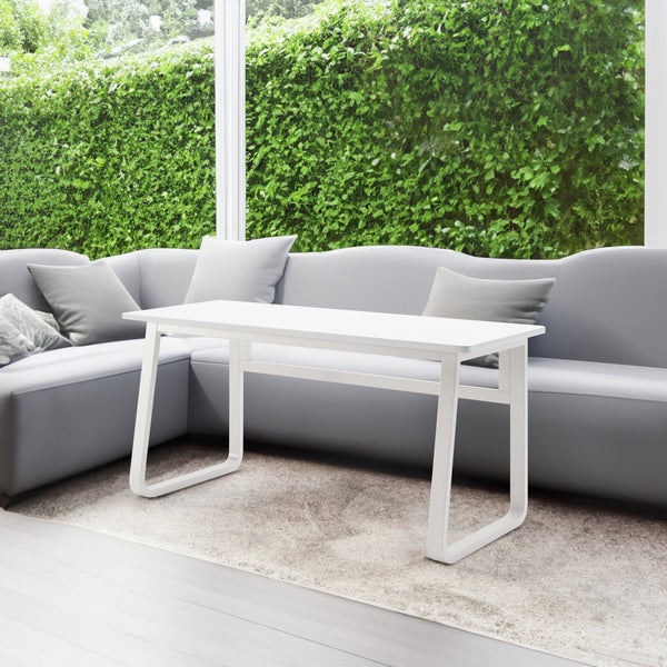 L47.2" White Computer Desk – Modern Metal Frame Study Table