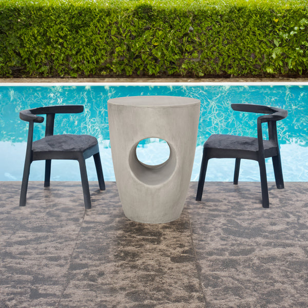 SIRIUS Modern Round Side Table – Concrete Drum Design for Outdoor Patio