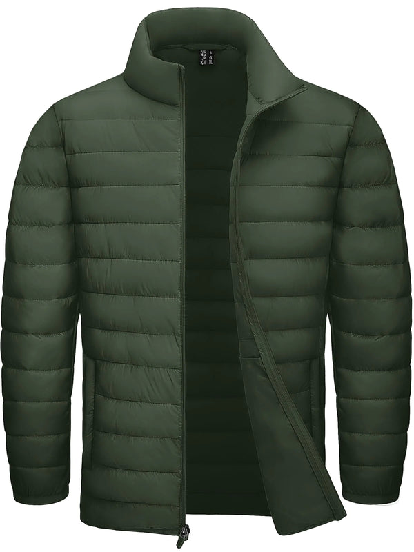 TACVASEN Men's Insulated Puffer Jacket - Water-Resistant, Army Green
