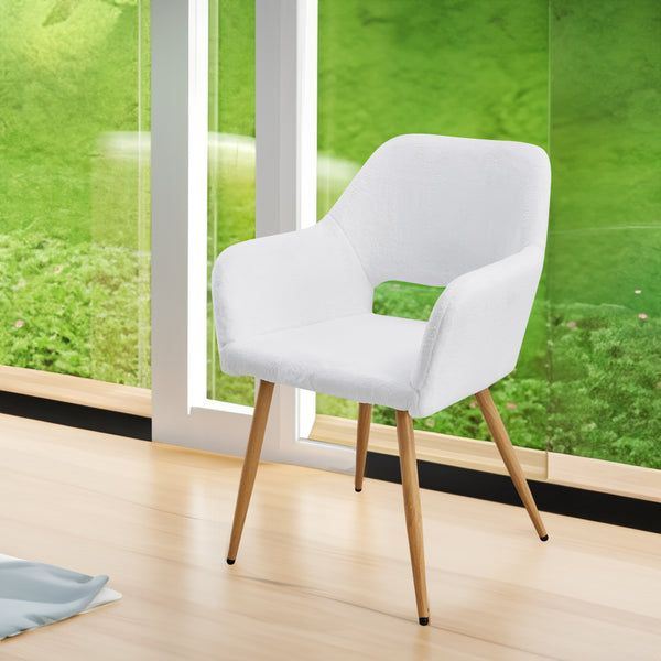 CR-43 Matte White Fabric Dining Chair