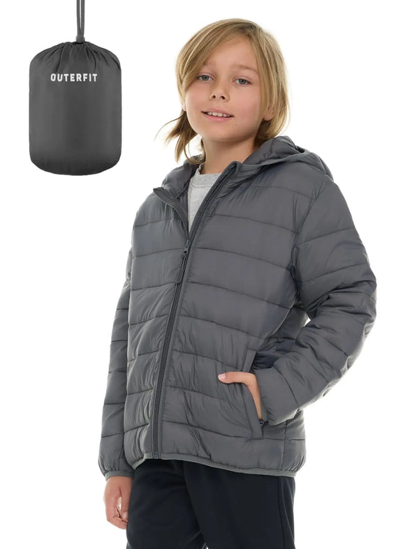 Hooded Boys Puffer Jacket: Lightweight & Warm