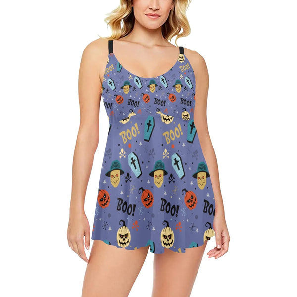 Customizable Women's Chest Pleat Swim Dress (S31) – Stylish Swimwear