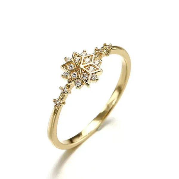 925 Sterling Silver Snowflake Ring – Gold Plated Women’s Gift