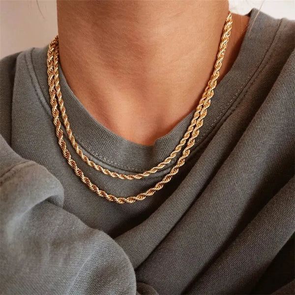 3MM/4MM Gold-Plated Twist Chain Necklace