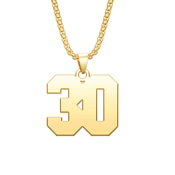 Gold Sports Number Pendant Necklace