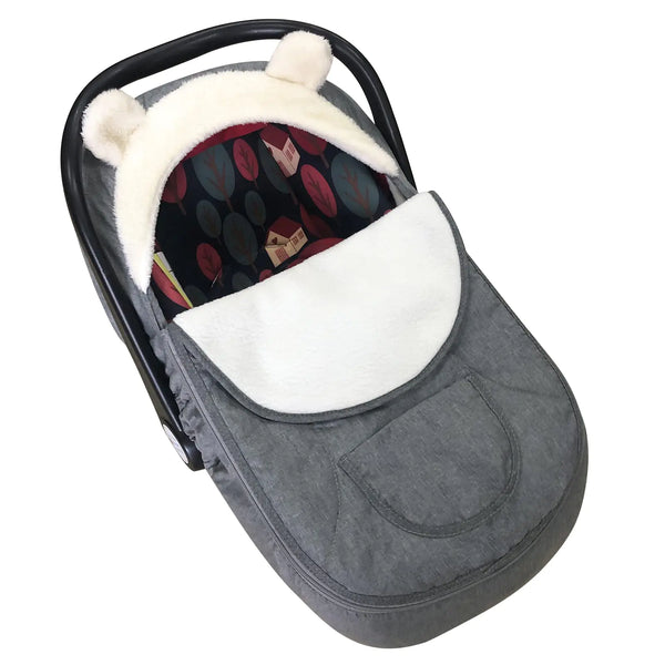 Infant Car Seat Cozy Cover - Zip & Peek Design in Grey