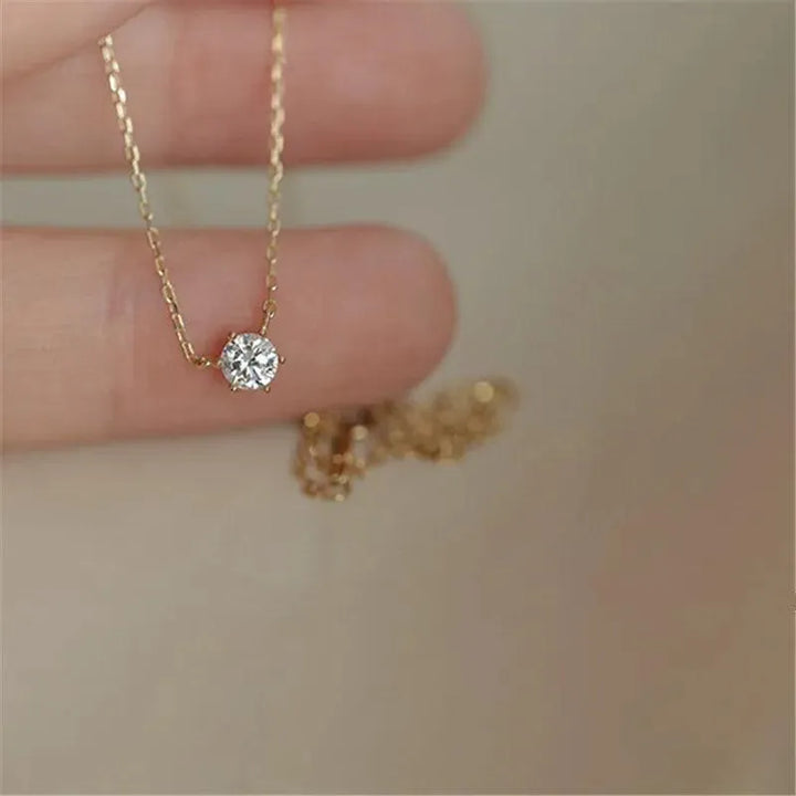 925 Silver 14k Gold Plated Zircon Necklace - themiraclebrands.store