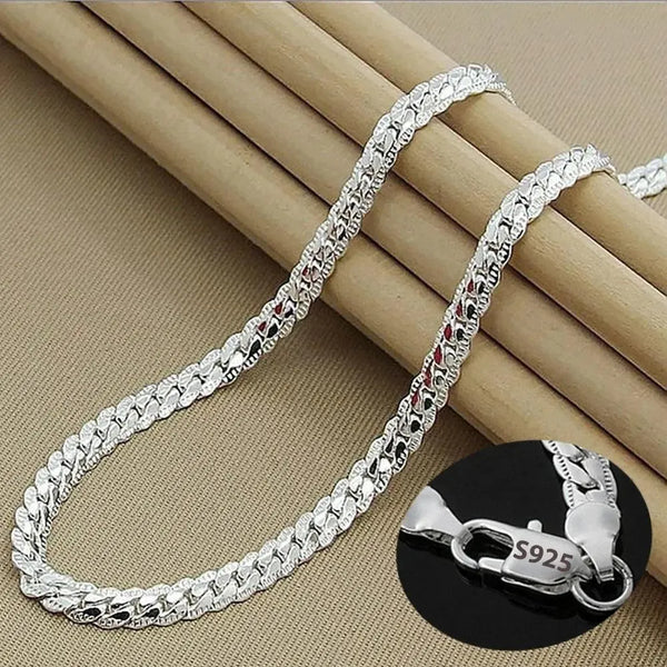 925 Silver 6MM Chain Necklace & Bracelet - themiraclebrands.store