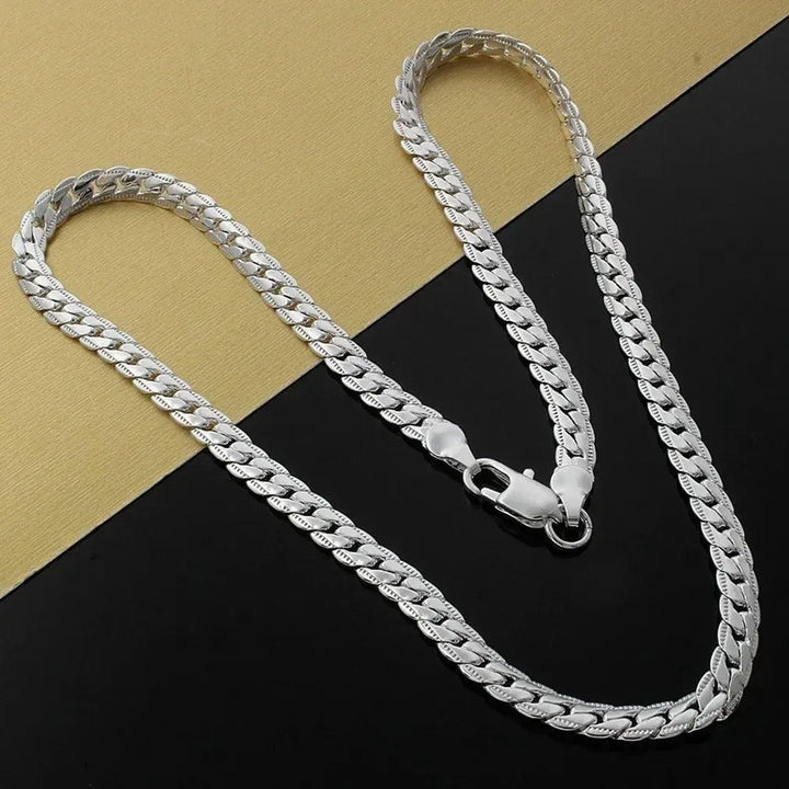 925 Silver 6MM Chain Necklace & Bracelet - themiraclebrands.store