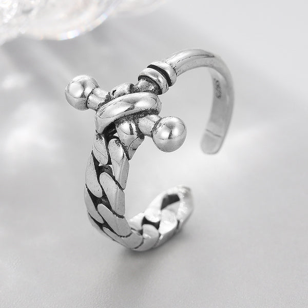 S925 Sterling Silver Retro Open Ring