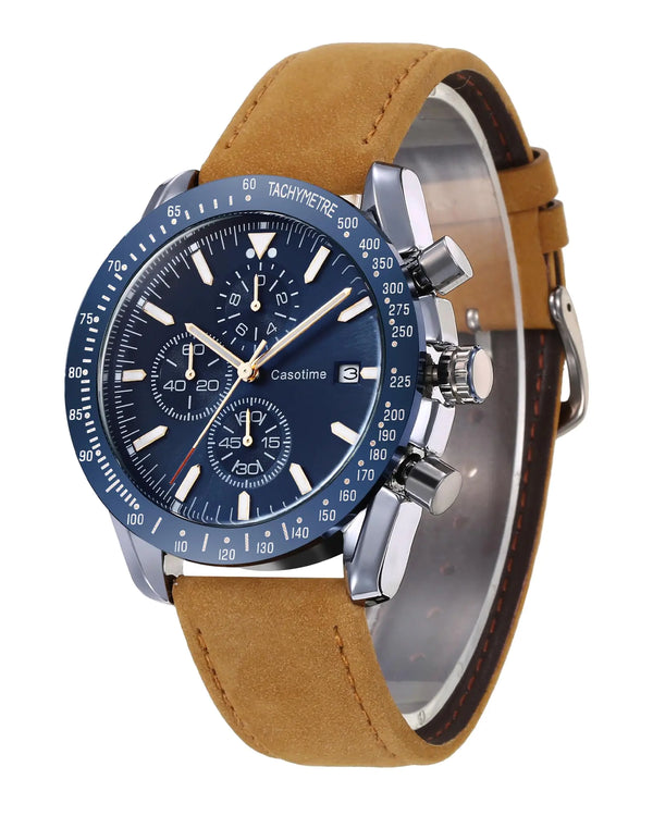 Casotime Men’s Leather Chronograph Watch