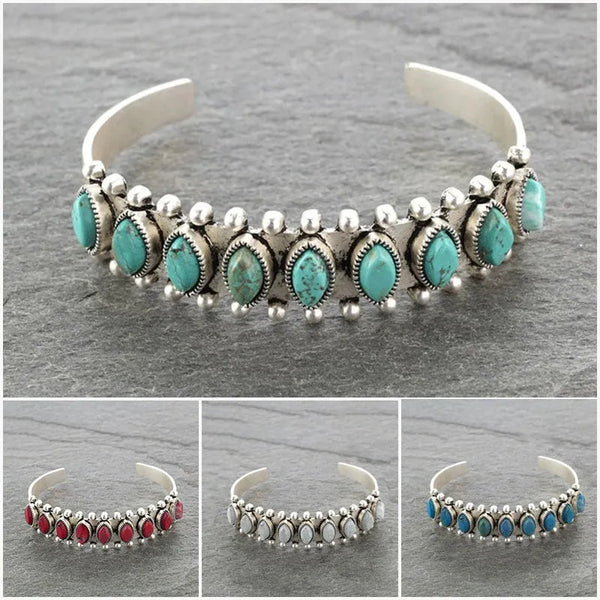 Bohemian Natural Turquoise Open Bracelet