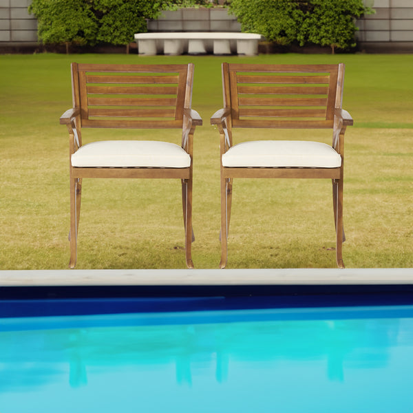 Hermosa 5 Piece Outdoor Wood Dining Set with Cushions – Teak Acacia