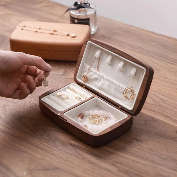 Lack Walnut Wood Jewelry Box - Exquisite Travel Storage