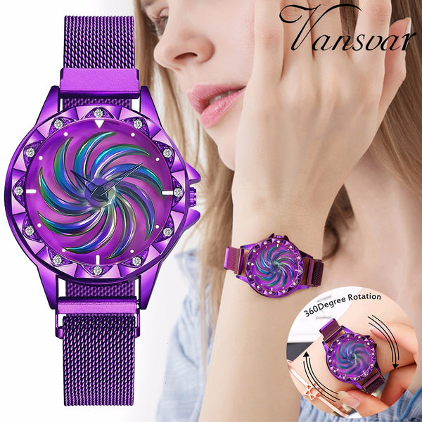 Women's Magnetic Buckle Rotating Quartz Watch