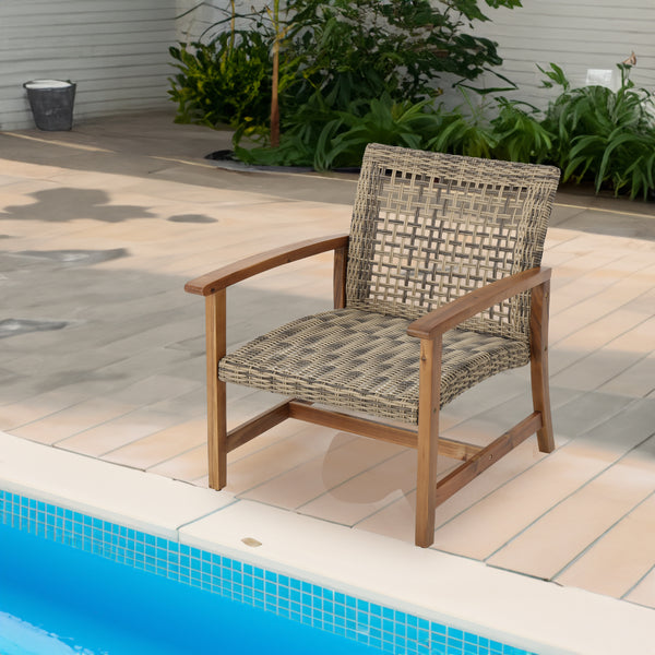 Hampton Wood Wicker Club Chairs Set of 2 – Outdoor Patio Lounge