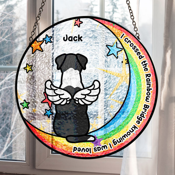 I Crossed the Rainbow Bridge Suncatcher – Personalized Pet Memorial