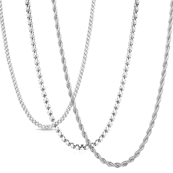 Stainless Trio Chain Set - 3pcs 20" Men's Necklace