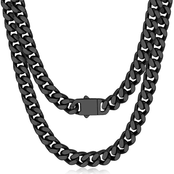 Oaldilee Black Cuban Link Chain Necklace for Men