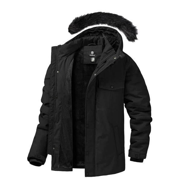 FrostGuard Men's Winter Fur-Hooded Parka