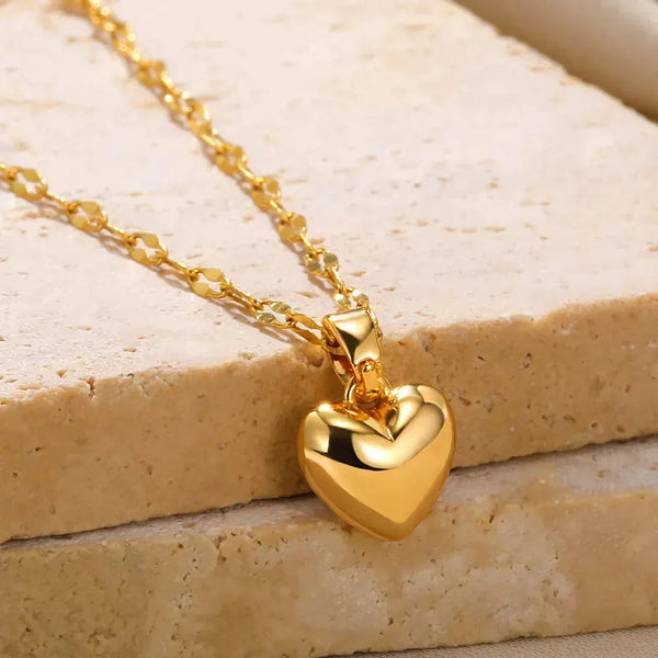 Stainless Steel Love Heart Necklace for Women - Trendy Lip Chain Jewelry