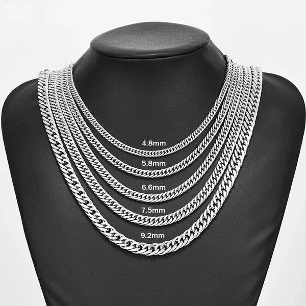 Stainless Steel Cuban Link Chain Necklace for Men & Women