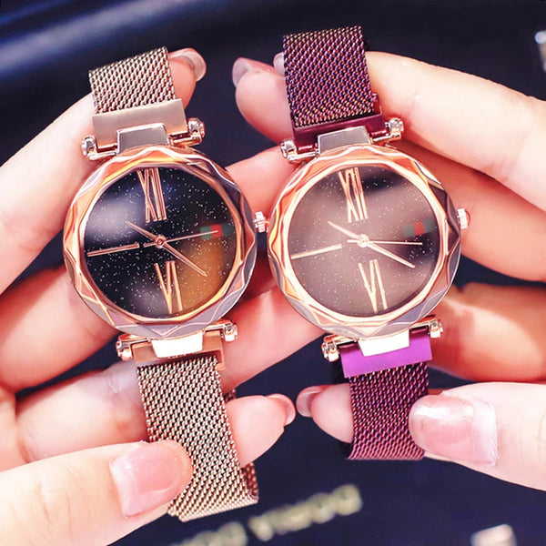 Starry Sky Designer Women's Magnetic Mesh Strap Watch