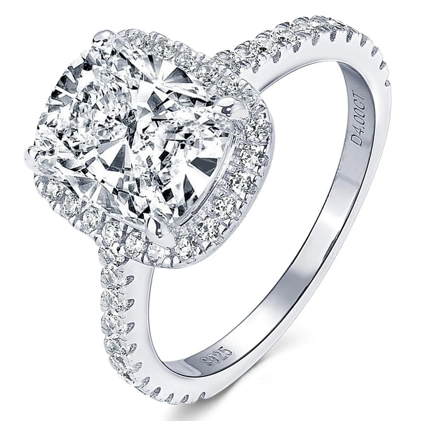 Radiant Cushion 4CT Moissanite Halo Ring - Sterling Silver