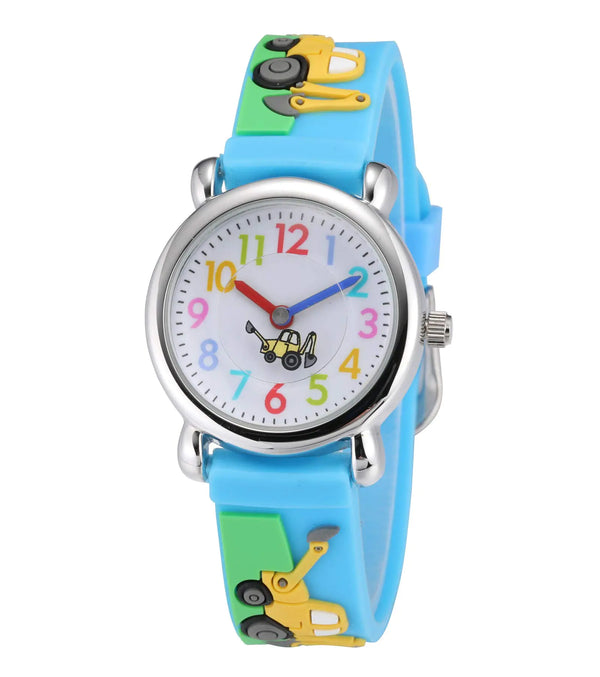 Jewtme 3D Excavator Kids Time Teacher Watch
