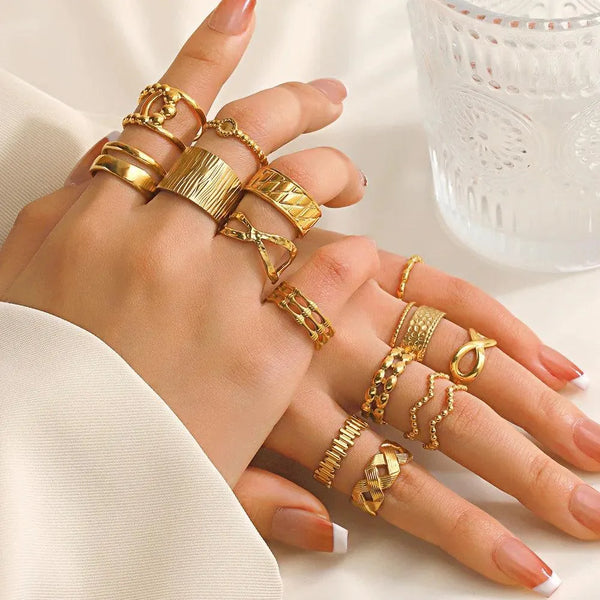 Adjustable Vintage Golden Stainless Steel Ring - themiraclebrands.store