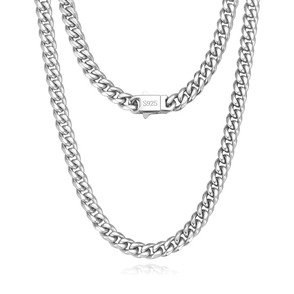 5mm Miami Cuban Silver Chain Necklace for Men 22" Gift