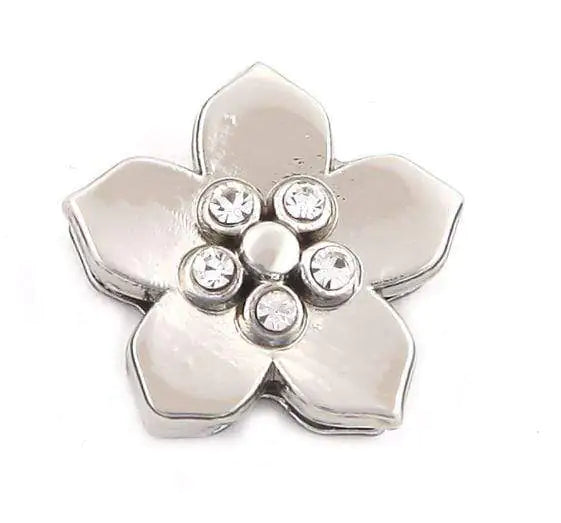 5 Stone Flower Charm – Silver Plated Slider Bracelet Accessory