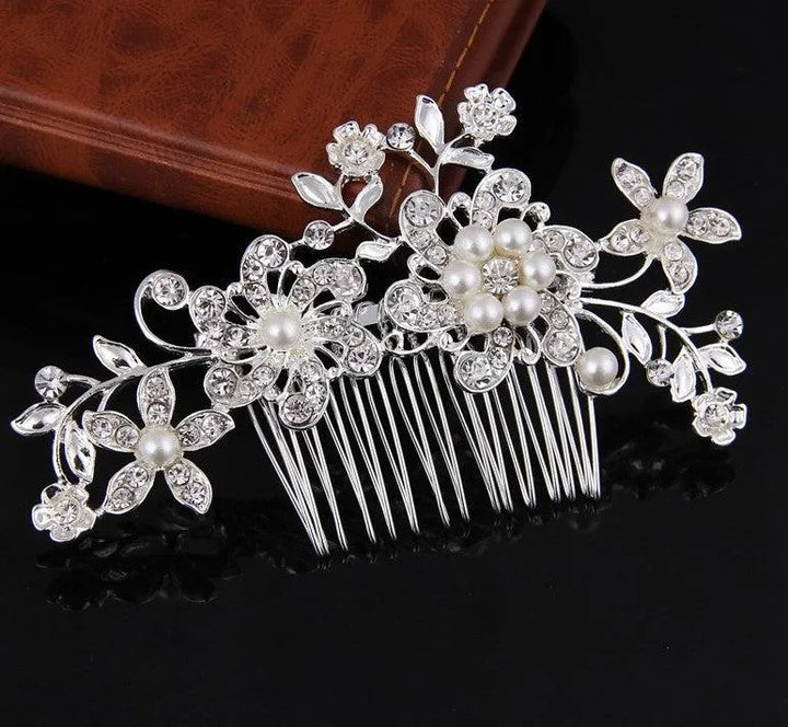 Bridal Rhinestone & Pearl Hair Comb | Wedding Dress Accessories - themiraclebrands.com