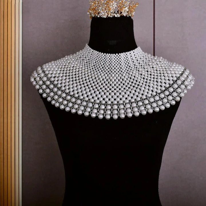 Bridal Shoulder Necklace Fashion Body Chain Pearls Beaded Women Layered Choker Wedding Accessories - themiraclebrands.com