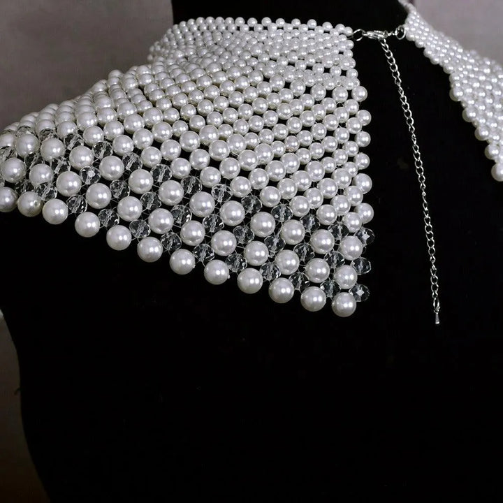 Bridal Shoulder Necklace Fashion Body Chain Pearls Beaded Women Layered Choker Wedding Accessories - themiraclebrands.com