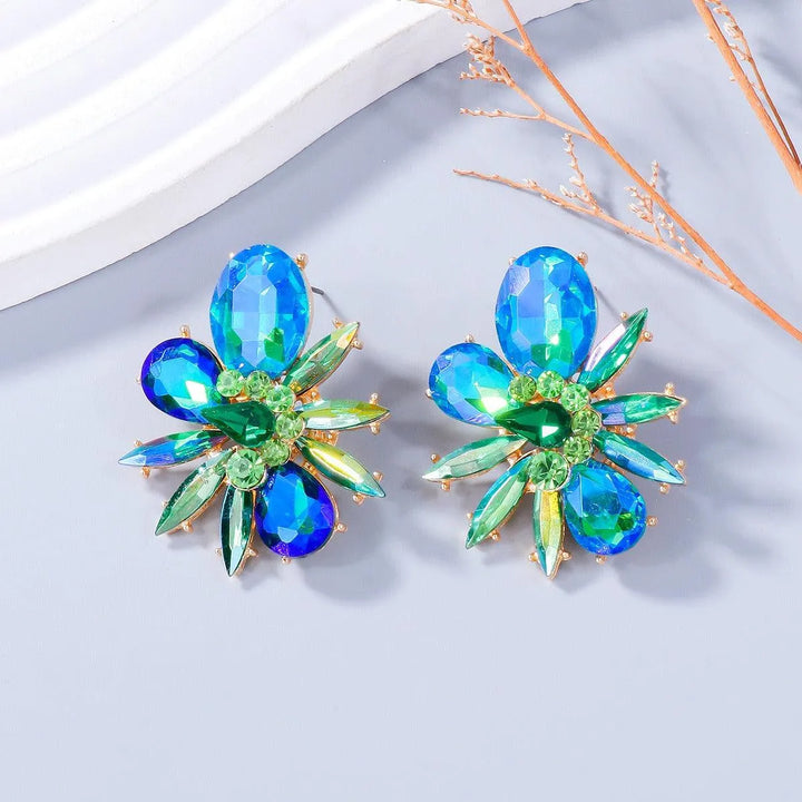 Colorful Diamond Leaf Flower Earrings - themiraclebrands.com