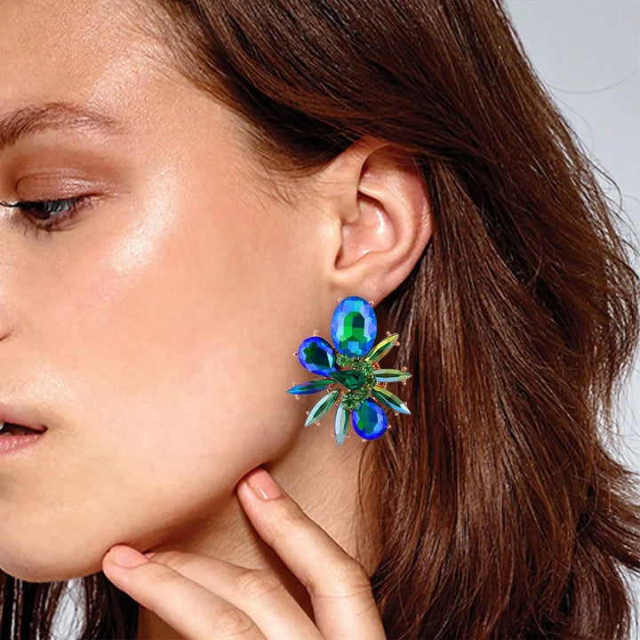 Colorful Diamond Leaf Flower Earrings - themiraclebrands.com